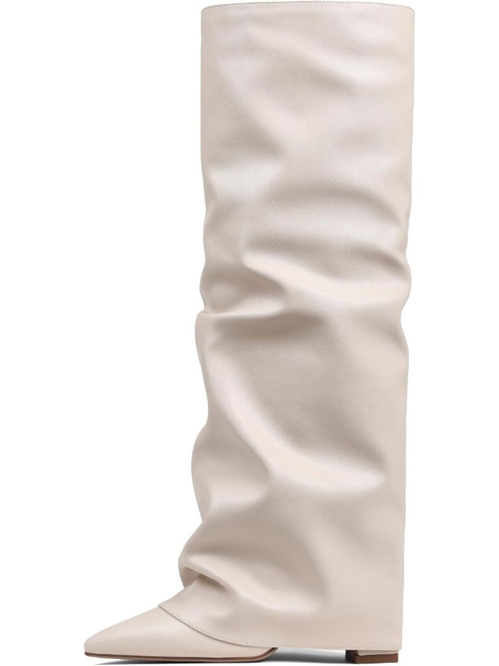 Women's Apricot Comfortable Pointed Toe Fashion Chunky Slouchy Knee High Boot